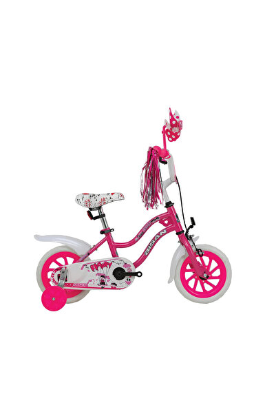Bisan HAPPY KIZ ÇOCUK BİSİKLETİ 21CM V 12 JANT METALİK PEMBE KIRMIZI