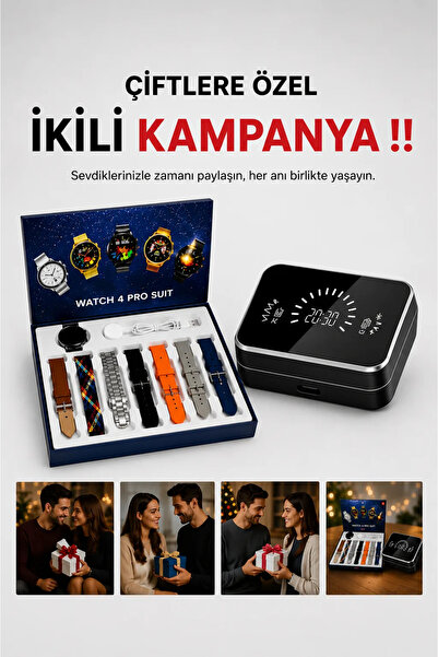 Genel Markalar Powerbank Aynalı Bluetooth Kulaklık Ve Akıllı Saat Seti ANC Öz...