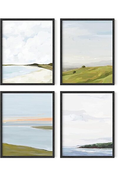 ESSESORIES Landscape Set of Oil Poster Wall Art Set of 6 Room Decor Self Adhe...