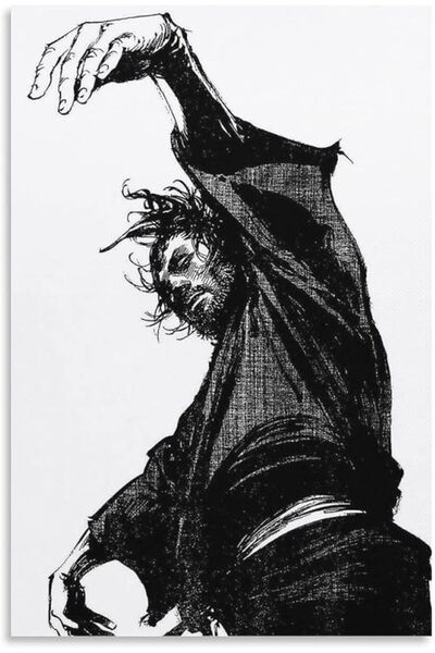 ESSESORIES ملصق جداري فني من Vagabond Miyamoto Musashi لتزيين الغرفة ذاتي اللصق