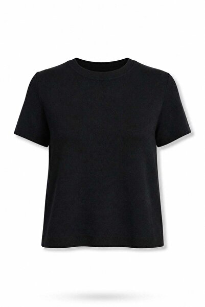 5in1Canpolat Black Crew Neck Linen Knitted Knitwear 00327