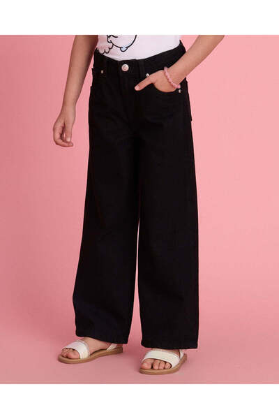 REDTAG Girls Black Wide Leg Jeans