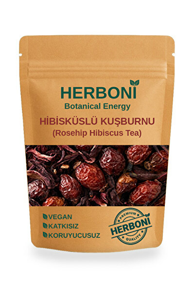 HERBONİ Hibiskuslu Kuşburnu Çayı 150 g - Rosehip Hibiscus Tea, Doğal ve Katkısız