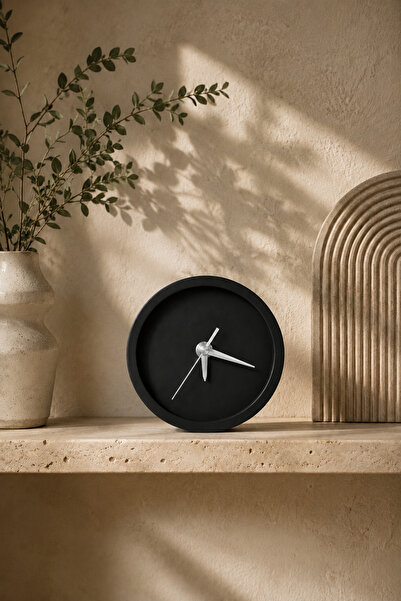 Sese Home Concept Modern Taş Tozu Masa Saati - Gold Renk Dekoratif
