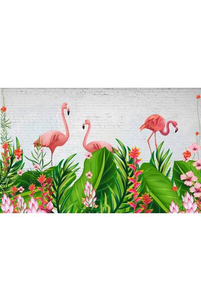 Persona Tablou Canvas, Flori Si Flamingo Roz- 100 X 70 cm
