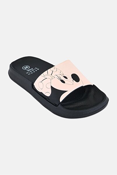 Disney Women Minnie Mouse Slip On Slides, Black