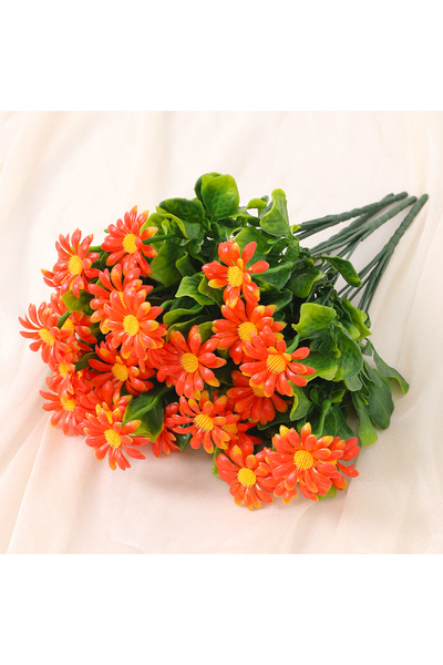 Choice4 Orange Daisy Artificial Flowers Bouquet 33cm Fake Plants for Home Dec...