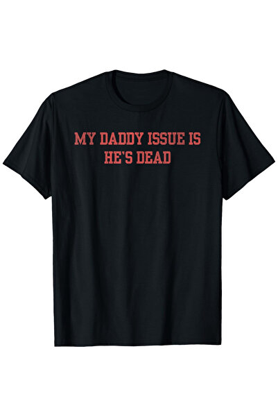 LİNA06 Men's Black T-with Red Text "MyayIssueIsHe'Sea"- Casual Round Neck, Sh...