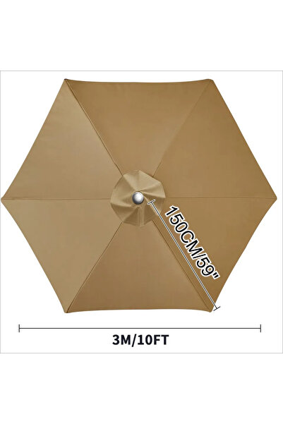 Choice28 Sand 6Ribs 3M Waterproof Replacement Umbrella Cloth 2/3M Patio Paras...