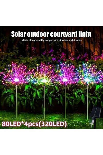 Choice 4 قطع 320LED ملونة، 4 قطع 240/320LED أضواء شمسية على شكل ألعاب نارية، ...