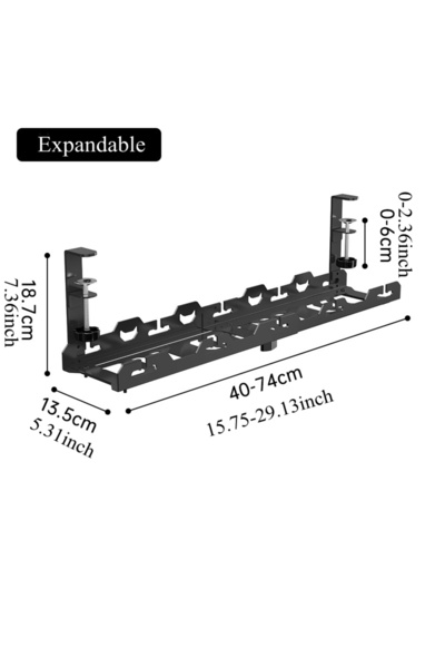 Choice1 Black retractable Telescopic Under Table Storage Rack Metal Cable Man...