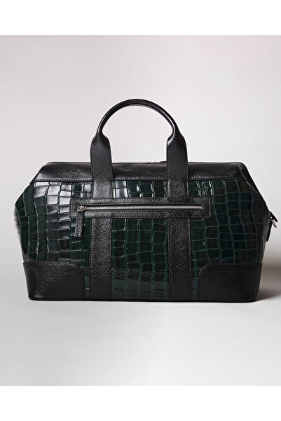 Toya Πράσινη Δερμάτινη Τσάντα Ταξιδιού 50x28x33εκ.