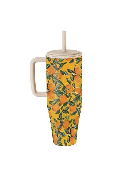 BURGA Cana Termos Orange Lemonade 1.2 L cu capac anti scurgeri si pai reutili...