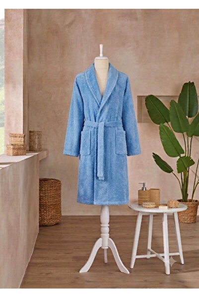 Özdilek Colourist G.Mavi Color Shawl Collar Bathrobe Size L