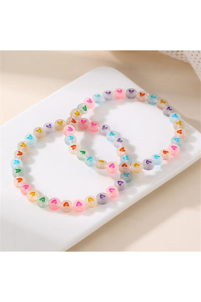 Choice FZ0435lvse 2pcs Glow-in-the-Dark Boho Anklet: Colorful Heart Beads for...