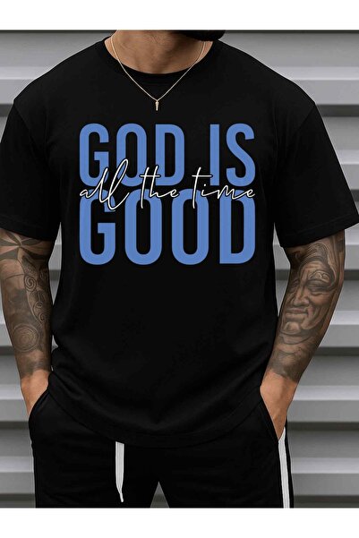 NOURAM 100% Black God Is Good T-Shirt | Stylish Summer Outerwear, Casual Spor...