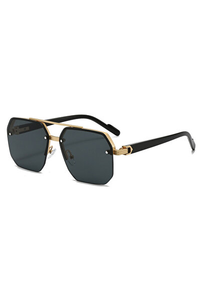 Choice4 black 2025 NEW Men's Sunglasses Polygonal Half Frame Glasses Aviator ...