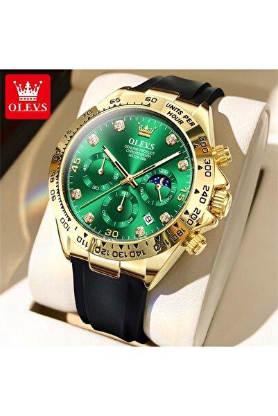 Choice6 Yes Gold Green OLEVS 2875 Men Watch Original Fashion Brand Quartz Wat...