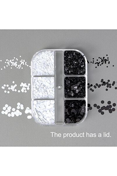 Choice 6G-BUI Black and white polka dot glitter nail art accessories, retro f...
