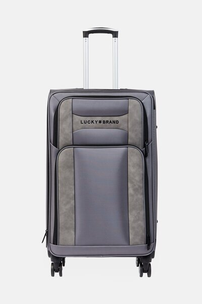 LUCKY BRAND 28 Inch Brand Logo Check In Soft Shell Luggage, Grey
