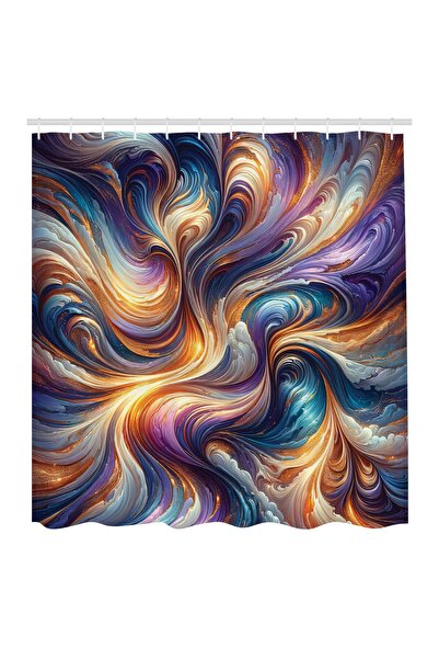 OEM Cortină de duș cu imprimeu digital, impermeabilă, 175x200cm – Albastru In...