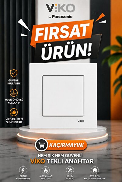 VİKO KARRE TEKLİ ANAHTAR - ÇERÇEVE DAHİL