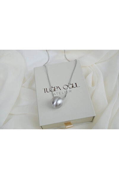 ATELİER TUĞBA Kol352 Silver Large Ball End Necklace