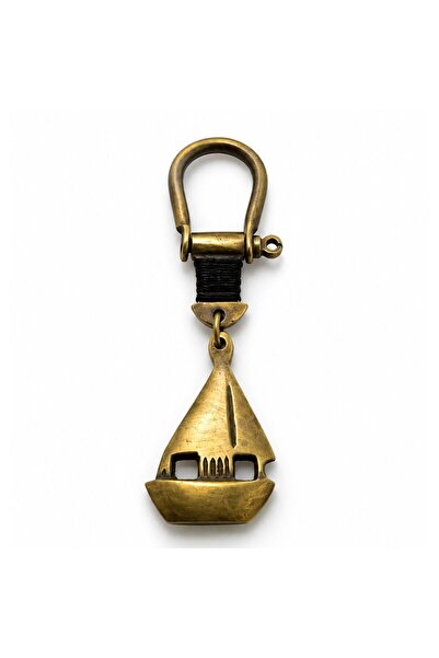 Store Pirinç Gemi Anahtarlık 10,5 Cm – Vintage Denizci Temalı Dekoratif Marin...