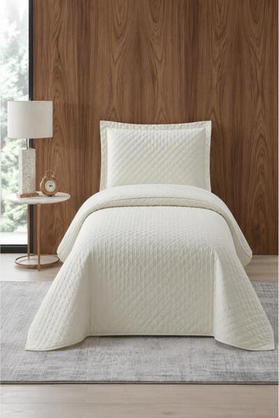 Çeyiz Diyarı Parma Single Luxury Velvet 180X240 cm Bedspread Cream