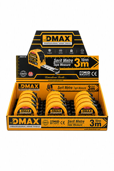 DMAX Şerit Metre 3 m x 16 mm - MID Onaylı - ABS Gövde - 12'li Paket