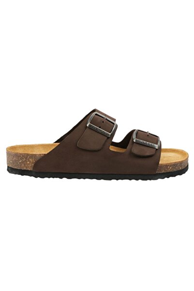 Modazirve Double Buckle Orthopedic Comfortable Men's Slippers Brown/Nubuck