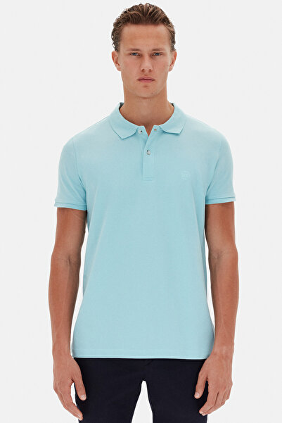 D'S Damat Ds Damat Regular Fit Aqua 100% βαμβακερό μπλουζάκι με γιακά πόλο, μ...