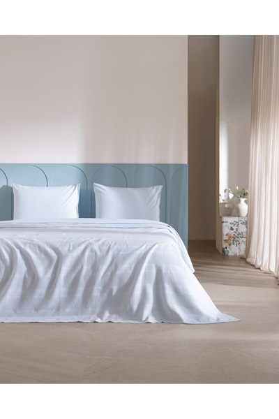 Madame Coco Mathilda Single 100% Cotton Flannel Pique Set - Blue