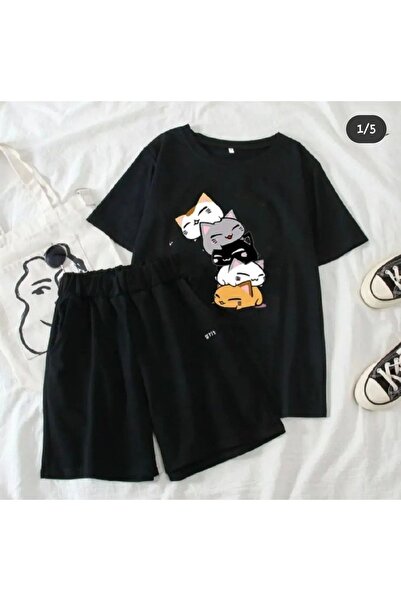 ZEMLİYA Sara Unisex Oversize Shorts Set Short Sleeve T-Shirt Comfortable Fit ...