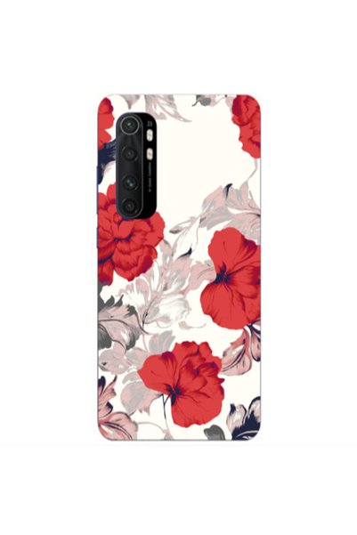 Other Xiaomi Mi Note 10 Lite Red Flowers Transparent Silicone TPU Θήκη
