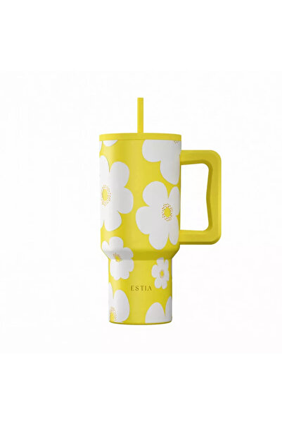 Estia Home Art Ανοξείδωτο Ποτήρι με Καλαμάκι XL Κίτρινη Μαργαρίτα 900ml Εστία