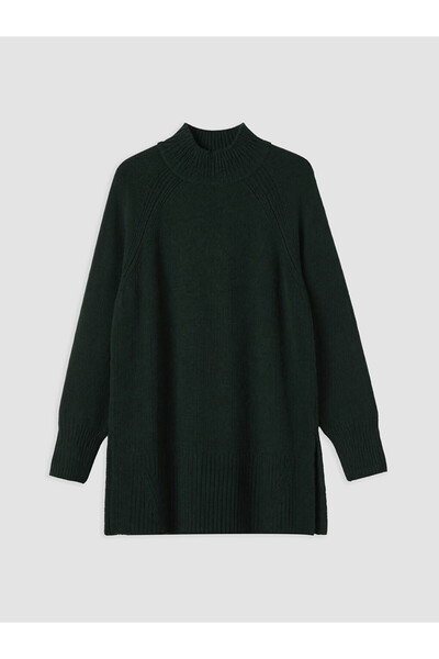 LC Waikiki LCW Modest Πράσινο Μισό Ζιβάγκο Oversize Γυναικείο Πλεκτό Τούνικ