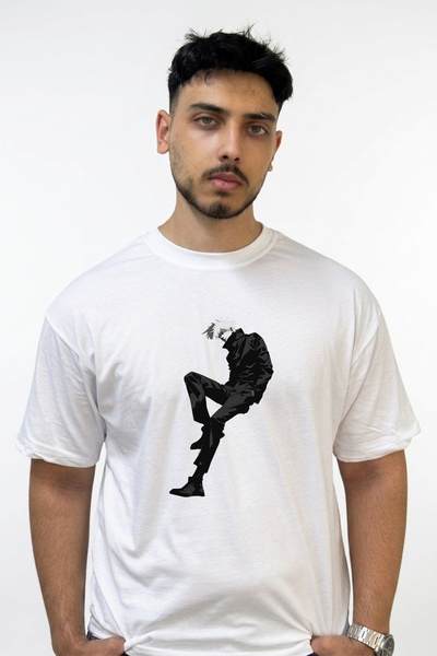 Anetos Gojo Satoru_58 Design Printed Oversize White T-Shirt