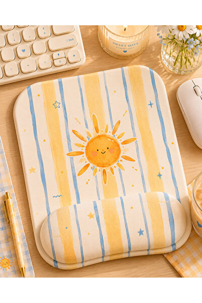 matizya Sunny Day Tasarım Güneş Desenli Bilek Destekli Mousepad 19x23 cm Ergo...