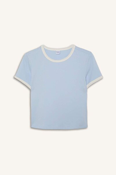 DeFacto Slim Fit Crew Neck Sportsman Short Sleeve Light Yellow T-Shirt H9760A...