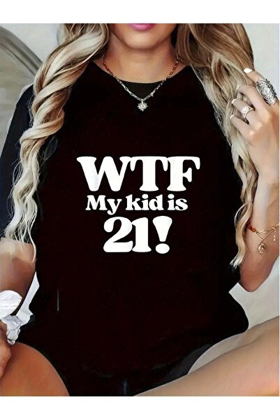 17TAKI 1pc Fun Black T-Shirt 21St Birthday, Featuring Round Neck, Perfect Occ...