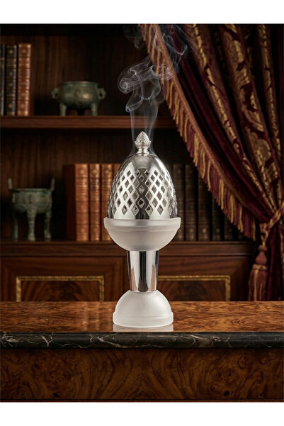 VALUE Elegant and Luxurious Design Steel Incense Burner - Silver with Frosted...