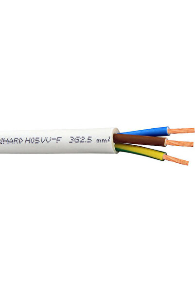 EUROLAMP Καλώδιο τροφοδοσίας με διατομή 3x2.5mm², σε λευκό χρώμα, 1μ, εύκαμπτο
