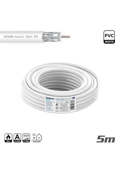 Edision Ομοαξονικό Καλώδιο Icx-5 Ccs Al Eca Pvc Λευκό 5μ