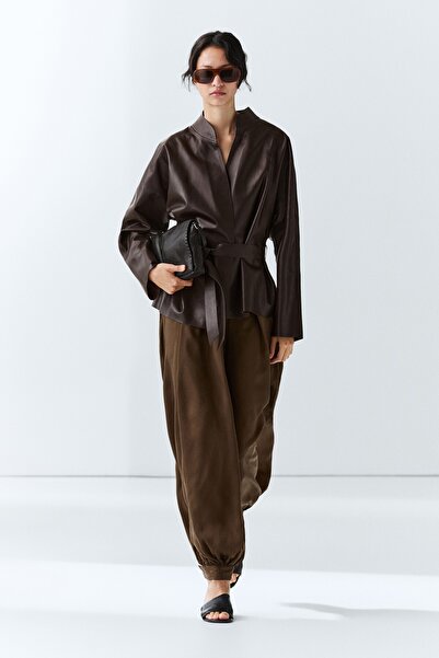 Massimo Dutti Kruvaze napa deri ceket