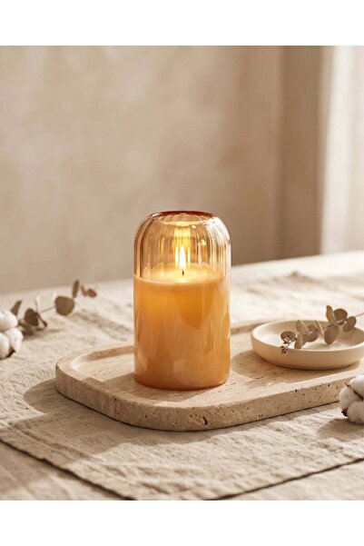 REDTAG Amber Orange Ribbed Glass flameless Led Candle