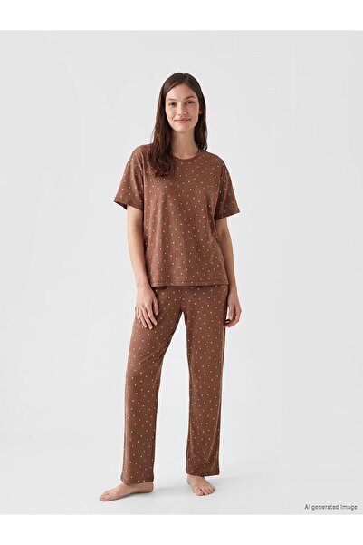 LC Waikiki Crew Neck Polka Dot Women's Pajama Set (S6)