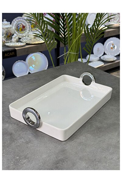 Doğudeko Bonaway Luxury Rectangular Silver Serving Presentation Tray