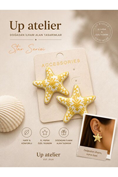 Up Atelier Beach Fashion Handmade Yellow Starfish Earrings