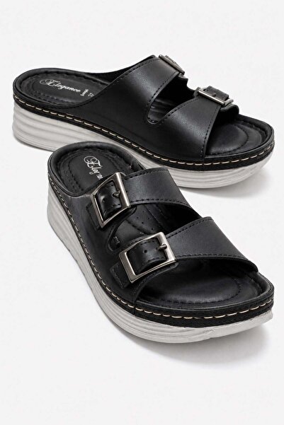 CCWAY AYAKKABI 2 Buckle Women's Slippers Black